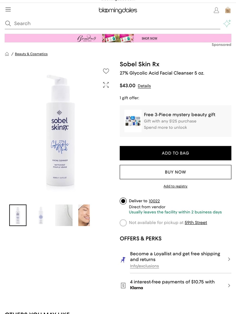 Sobel Skin Rx 27% Glycolic Acid Facial Cleanser - NIB 5 fl oz